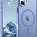 SUPFINE Magnetic for iPhone 16 Case (Compatible with MagSafe) (Military Grade Drop Protection) Slim Translucent Matte Shockproof Phone Cover,Blue Purple