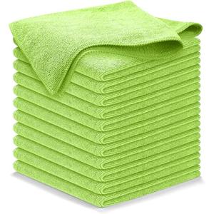 USANOOKS Microfiber Cleaning Cloth Light Green - 12 Pcs 12.5"x12.5" - High Performance - 1200 Washes, Ultra Absorbent Towels Weave Grime & Liquid for Streak-Free Mirror Shine - Car Washing Cloth
