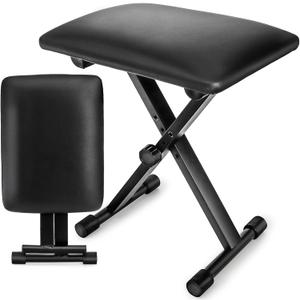 Foraineam Adjustable Keyboard Bench, X-Style Padded Cushion Piano Stool Bench Collapsible Keyboard Chair Seat with Non-Skid Design, Medium