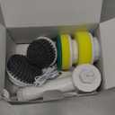 Electric Spin Scrubber Cordless Power Cleaning Brush with 4 Replaceable Brush Heads 2 Adjustable Speeds for Bathroom Kitchen Dishes Tub Sink Tile Window Floor Grout, White