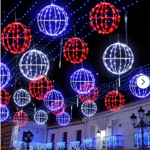 Leinuosen 4th of July Decorations Outdoor 6 Pack Red White Blue Ball String Light 7.87" LED Patriotic Hanging Garden Sphere Foldable Metal Frame Globe for Independence Day Party