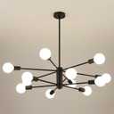 AMZASA Black Sputnik Chandeliers, 12 Light Modern Farmhouse Mid Century Pendant Light, Chandeliers for Dining Room Living Room Kitchen Island Entryway Foyer, UL Listed