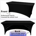 Nasitos 6 Pack Spandex Table Covers 4ft-Open Back Table Cloth, Stretch Fabric Spandex Trade Show Table Covers for 4 Foot Tables Washable, Wrinkle Resistant Table Protector for Craft Show, Party (Black)