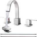 Brushed Nickel Bathroom Faucet 3 Hole, VAPSINT 8 Inch Widespread Waterfall 3 Piece Bathroom Sink Faucet, 2 Handle 360° Swivel Spout Vanity Faucets for RV Lavatory with Pop Up Drain & Supply Hoses