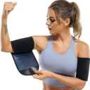 Wonderience Arm Trimmers for Women Pair Sauna Sweat Arm Shaper Bands Adjustable Arm Trainer Toner Sleeves for Sports Workout (Blue)
