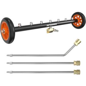 Undercarriage Pressure Washer Attachment, 24" Water Broom and Under Carriage Car Cleaner, Electric Power Wash Accessories with 3 Pieces Extension Wand, 1/4" Connector, 4000 PSI, Black