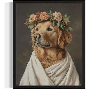 4 x Golden Retriever Funny Bathroom Posters Black Humor Smell Pinch Nose Dog Poster Print Wall Art Animal Disgusting Smell Toilet Painting For Bathroom, Restroom, Room Decor Painting Gallery 16 (Golden Retriever, 8 x 10 inches, Unframed)