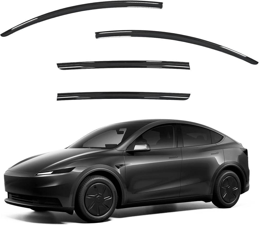 Window Visors Rain Guards Compatible with Tesla Model Y 2020-2026
Out-Channel Tape-On, Shatterproof Side Window Wind Deflectors, Extra Durable Vent Shades Accessories, Black PC material-4PCS
