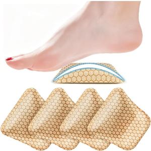 SQHT Arch Support Inserts for Flat Feet & Plantar Fasciitis, Gel Arch Cushions for Foot Pain & Pressure Relief, Non-Slip Adhesive Pads for Women and Men, 2 Height Options (Beige, High)