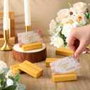 Colingmill 36 Pcs Golden Wooden Table Number Stands Weeding Table Name Holder Place Card Holders Office Birthday Party Events Decoration Tag Photo Menu Clips Banquet Restaurant (Short Size)