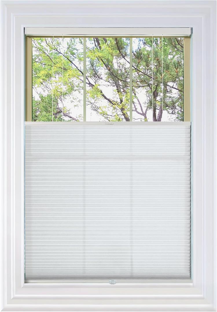 BlindsAvenue Cordless Top Down Bottom Up Cellular Honeycomb Shade, 9/16" Single Cell, Light Filtering, Cotton White, Size: 34.5" W x 72" H