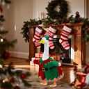 Christmas Elf Porch Goose Outfits Red Green Costume for 23" Cement Statue Winter Clothes outdoor Lawn Garden Decoration