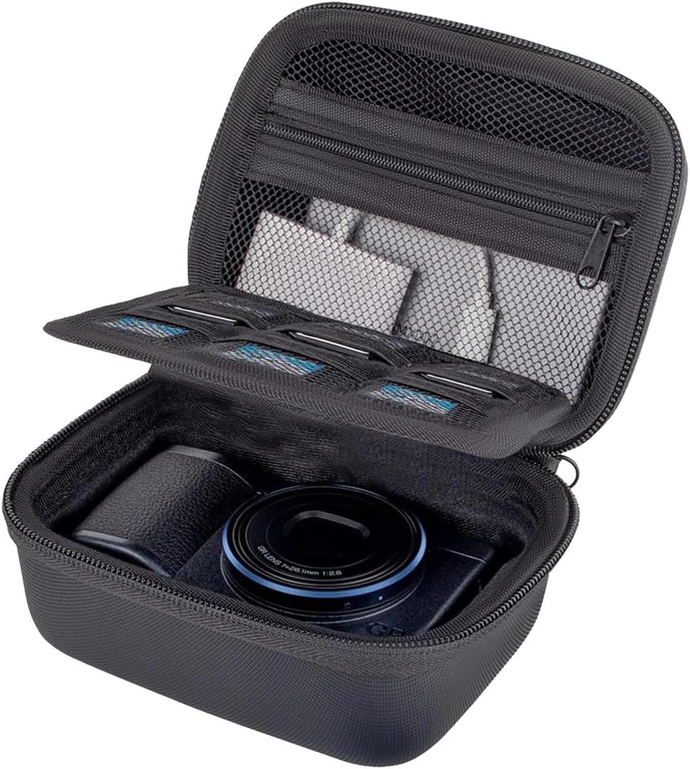 Reibi Camera Hard Case for Canon G7X Mark III/II/SX740 HS, Sony ZV-1F/ZV-1 II, Ricoh GR IV/III, Panasonic ZS99, X-Half/X-HF1 | Portable Travel Case with Pockets for Memory Cards, Cables, Chargers (Black)