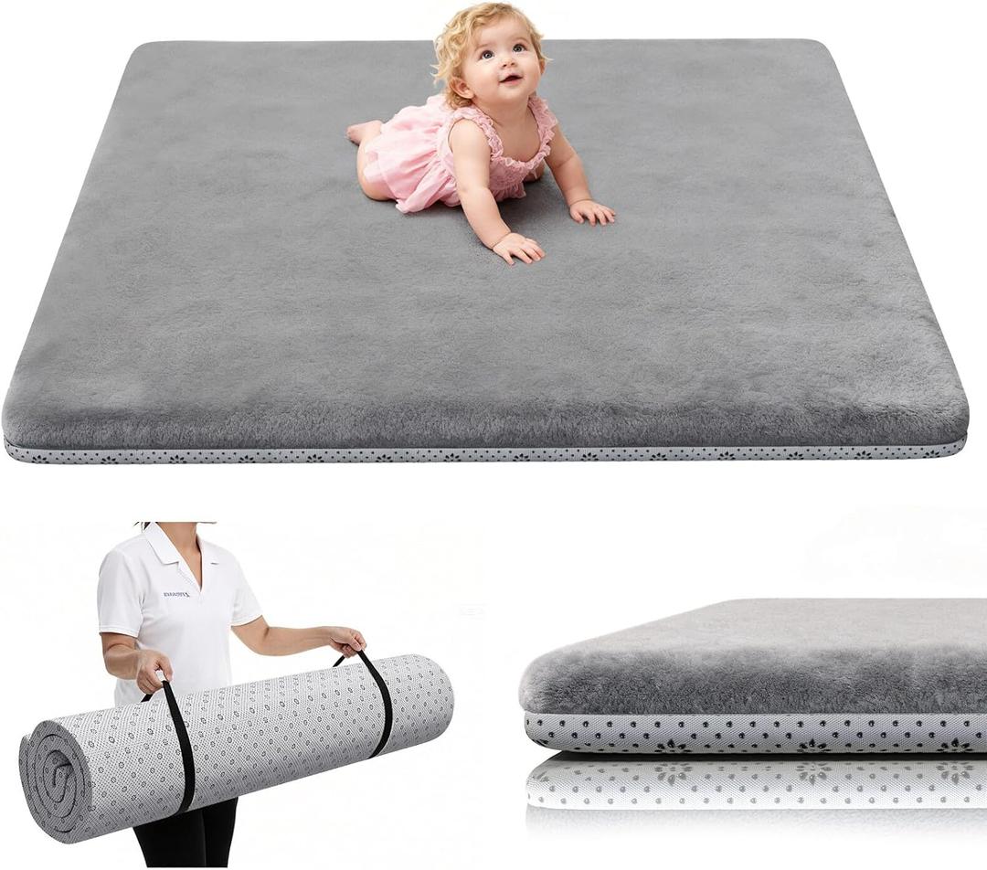 Baby Play Mat 50 x 50, Thick Baby Play Mat for Floor, Ultra Soft Playpen Mat, Machine Washable Tummy Time Foam, Non-Slip Bottom Helps Cushion, for Kids, Infant and Toddler Crawling