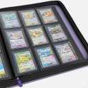 Toploader Binder, Oversized 9 Pocket 252 Top loaders Holder with Customizable Label Slot and Side-Loading Sleeves for Trading Cards in 3" x 4" Toploader (Purple), 15.35 x 12.59 x 0.23 inches