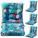 Hoteam 4 Set Outdoor Patio Chair Cushions 20 x 42 in Deep Seat Waterproof Patio Cushions Set for Furniture Replacement Removable Seat and Back (Palm)