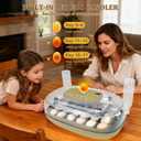 Series III - 24 Egg Automatic Incubator, Full-Stage Adaptive Humidity (Dual-Bottle) & Auto Temp Control, Custom-Interval Auto Turn & Auto Stop, Preset Incubation Days, Adjustable Egg Spacing, Candler, 24-Egg Green