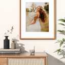 RICHFOCUS 16x20 Picture Frame USA-Sourced Natural Cherry Solid Wood Photo Frame Handcrafted Rounded Corner Wodden Frame with Real Glass Display Photos 11x14 with Mat or 16x20 Without Mat