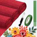 Crepe Paper Roll (9.8Inch x 8.2Ft/3Rolls),DIY Gift Crepe Paper Sheet Color Paper Flower Set for Birthday Decoration, Party Decoration and Wedding Decoration (Red)