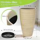 ZMTECH 2-Pack Large Tall Planters with Saucer - 6.8 Gallons /12x21 Inch Faux Stone Finish Round Flower Pots for Indoor Plants, Outdoor Patio & Porch Decor, Unbreakable Plant Containers Beige