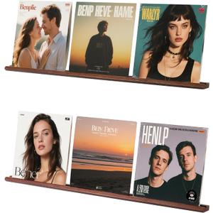 Set of 2 Full Length Vinyl Shelves for 3 Records Each Shelf (39.6 Inch Length) with Groove - Vinyl Record Storage, 2 Pack