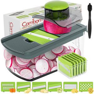 Cambom Mandoline Slicer Vegetable Slicer With 2 L Container for Potatoes, Tomatoes, Cucumbers, Carrots