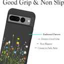 Unov Case Designed for Pixel 7, Black Phone Case with [Anti-Slip Embossed Pattern], Shockproof Slim Protective [Anti-Scratch TPU] Back Cover, Floral Bouquet