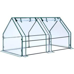 Ohuhu Portable Mini Greenhouse, 71"x36"x36" Greenhouses for Outdoors with Dual Large Zipper Doors & Ground Stakes, Waterproof & UV Protected Plastic Green House for Outside Garden Patio Transparent