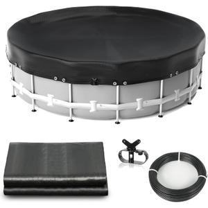 Pool Covers for Above Ground Pools, 15ft Round Extra-Thick Winter Cover | Abimars Winter Cover with Winch & Cable, Dual-Coated UV & Aging Protection, Heat-Welded Tear-Resistant Design, Black