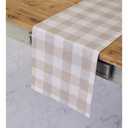Solino Home 100% Linen Table Runner, 14 x 60 in, Natural and White Check