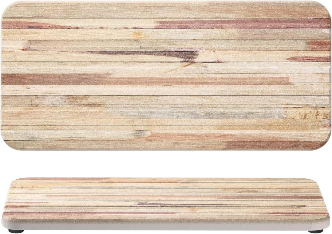 2Pcs 8.6x4'' Water Absorbent Diatomite Coasters Diatomaceous Earth Drying Mat, Grooved Design Water Absorbing Stone for Home Bathroom Decoration Home Warming Gift(Brown)