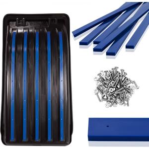 Blulu 6 PC Snow Sled Runner Kit, Ice Fishing Sled with 48 Set Screws & Nuts for Extends The Life, Wear Bar Kit for Winter Sports Outdoor Reduce Friction and Drag (55 x 1.12 x 0.62 inch, Blue)