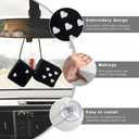 2 x 2 PCS Fuzzy Plush Dice for Car Mirror, 2.75" Retro Square Heart Shape Car Rearview Mirror Cute Decor, Fluffy Dice Vehicle Hanging Ornament Decoration Interior for Women (Black)
