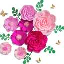 Letjolt Giant Paper Flowers Decoration for Wall 3D Artificial Flowers Wedding Backdrop Handcrafted Rose for Baby Shower Bridal Shower Nursery Wall