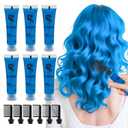 Byhoo Blue Temporary Hair Dye for Kids, Cream Formula, 6 Combs, Washable Hair Color for Dark & Light Hair for Girls Party Halloween Cosplay