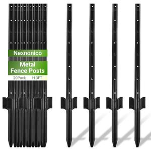 Nexnonico 10 PCS Fence Posts 3FT, No Dig U-Post Stakes for Wire Fencing