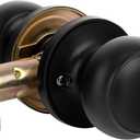 HOSOM Passage Door Knob, Matte Black Door Knobs Keyless Doorknobs for Interior Doors, Hallway, Closet and More, No Locking Door Handle, 1 Pack