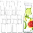 12 Square Plastic Water Carafe, 50 Ounce Large Water Bottles with Flip Tops, Clear Plastic Bottles for Home Bars Restaurants, Iced Tea, Juice, Lemonade, Milk, Cold Brew