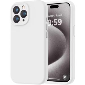 LOVE 3000 Designed for iPhone 15 Pro Max Case, Premium Silicone with [Soft Anti-Scratch Microfiber Lining] Shockproof Protective Phone Case for Men Women Girls 6.7", White