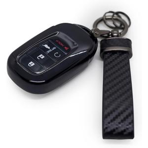 Fit for Honda CRV Key Fob Cover 2026, Smart Key Case for Accord Civic HRV Pilot Sport SI EX EXL 2025/2024/2023, Keys Shells with Carbon Fiber Keychain(BTTMB Black)