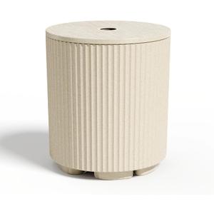 Adjustable 14.8 Inch Patio Table Top  Tempered Round Outdoor Tray with 1.6 Inch Umbrella Hole for Patio & Garden Tables, White