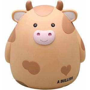 H&W Cow Piggy Bank, Unbreakable Coin Box for Kids, Cute Animal Money Bank Birthday for Boys Girls,Coin Saving Boxes (Yellow) (Small)