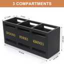 Ayiaren Wooden Cutlery Silverware Holder Flatware Utensil Caddy Black Utensil Holder for Kitchen Counter Wood Silverware Caddy Organizer for Table Countertop Spoon Knife and Fork Holder for Parties