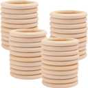 40 Pack Unfinished Wooden Rings Natural 3.1 inch Wood Craft Rings for DIY Crafts, Jewelry Making, Macrame & Home Decor