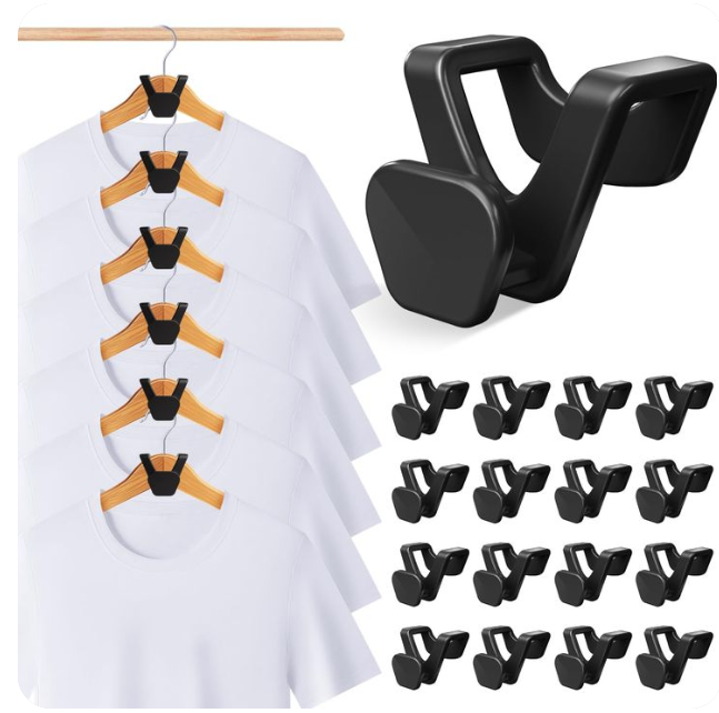 LIZMSIE 70 Pack Space Saving Hangers, Black Plastic Triangle Hangers, Heavy Duty Hanger Hooks Space Saver, Premium Closet Organizers Clothes Hanger Connector Hooks, College Dorm Room Essentials