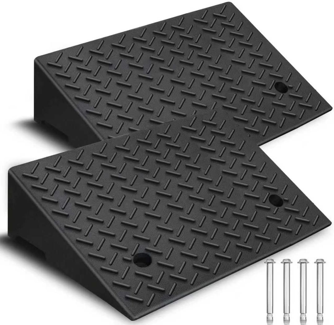 Rubber Curb Ramp,2 Pack,5" Rise Height,11023Ibs, Capacity Driveway Ramps,19.7" L x 12.6" W,Capacity Threshold Ramps,Suitable for Cars, wheelchairs, Scooters, Lawn mowers (5")