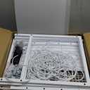 Bukfen Metal Stuffed Animal Storage Zoo Extra Large Stuffed Animal Holder Space Save Toy Organizer PVC with Basket and Wheels for Nursery Playroom Bedroom,D15.75 x W12.68 x H51.18 inch,White