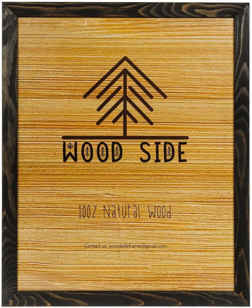 Rustic Wooden Poster Picture Frame 24x36 - Natural Solid Eco Distressed Wood for Wall Mounting Photo Frame - Charcoal