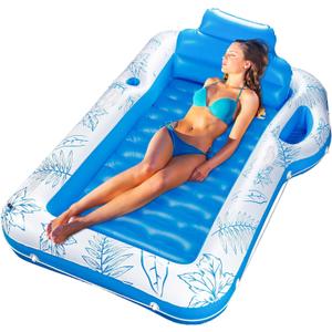BTSD-home Inflatable Tanning Pool Lounger for Adults, Outdoor Float for Backyards, Beach & Summer Water Parties, Large 70" x 46" Sunbathing (Blue)