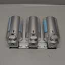 Better Living Aviva Shower Dispenser 3 Chamber, Wall Mount Shower Soap Dispenser for Bathroom Hotel Body Wash, Built-in Hooks, No Drill, Waterproof Shampoo Soap Dispenser, 3 x 11 oz, Satin Silver